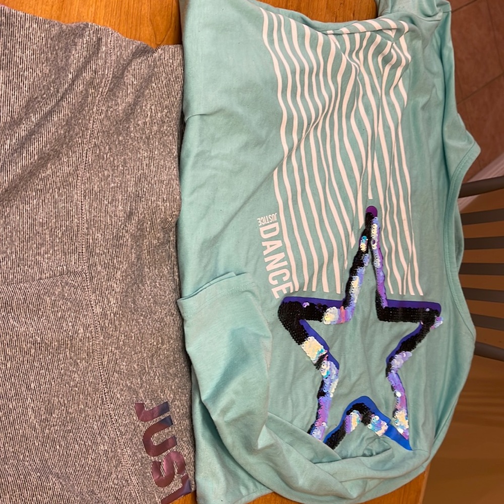 Girls Justice Dance shirt with stylish leggings
